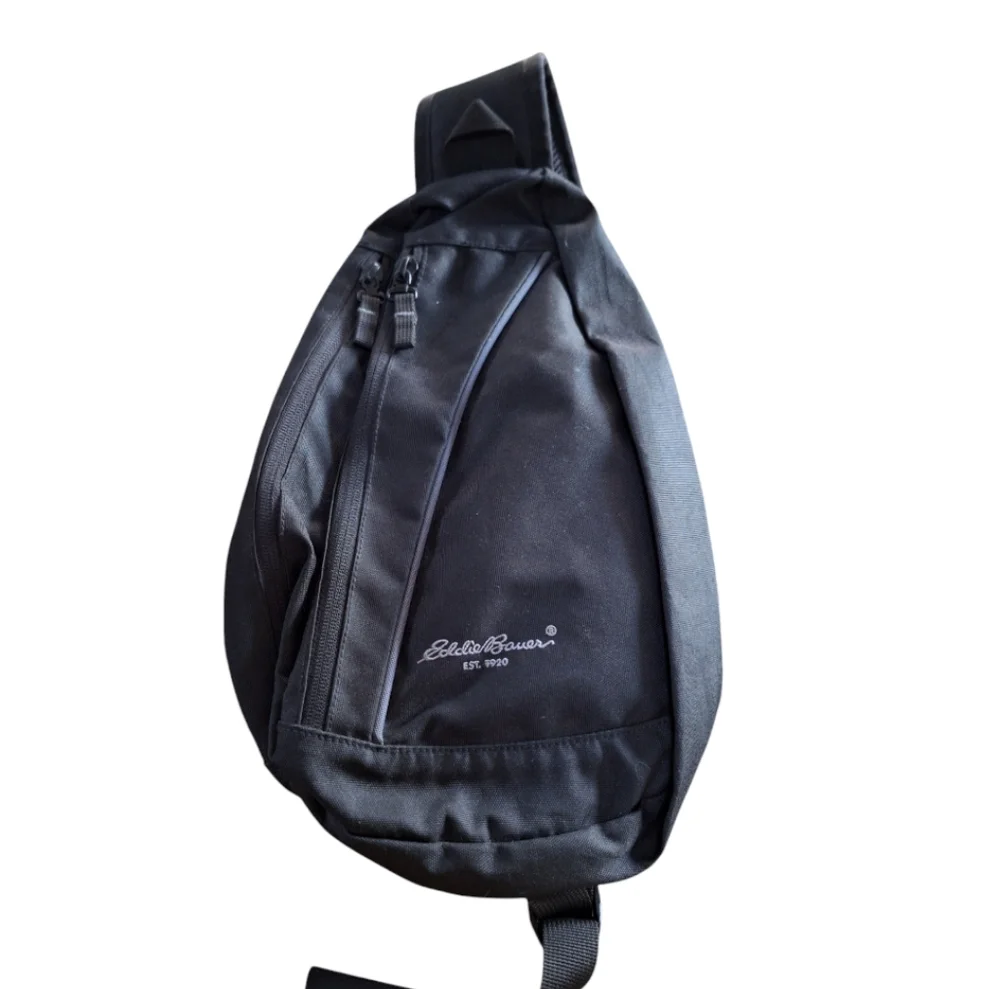 Eddie Bauer Black Sling Bag Double Zip Compartment